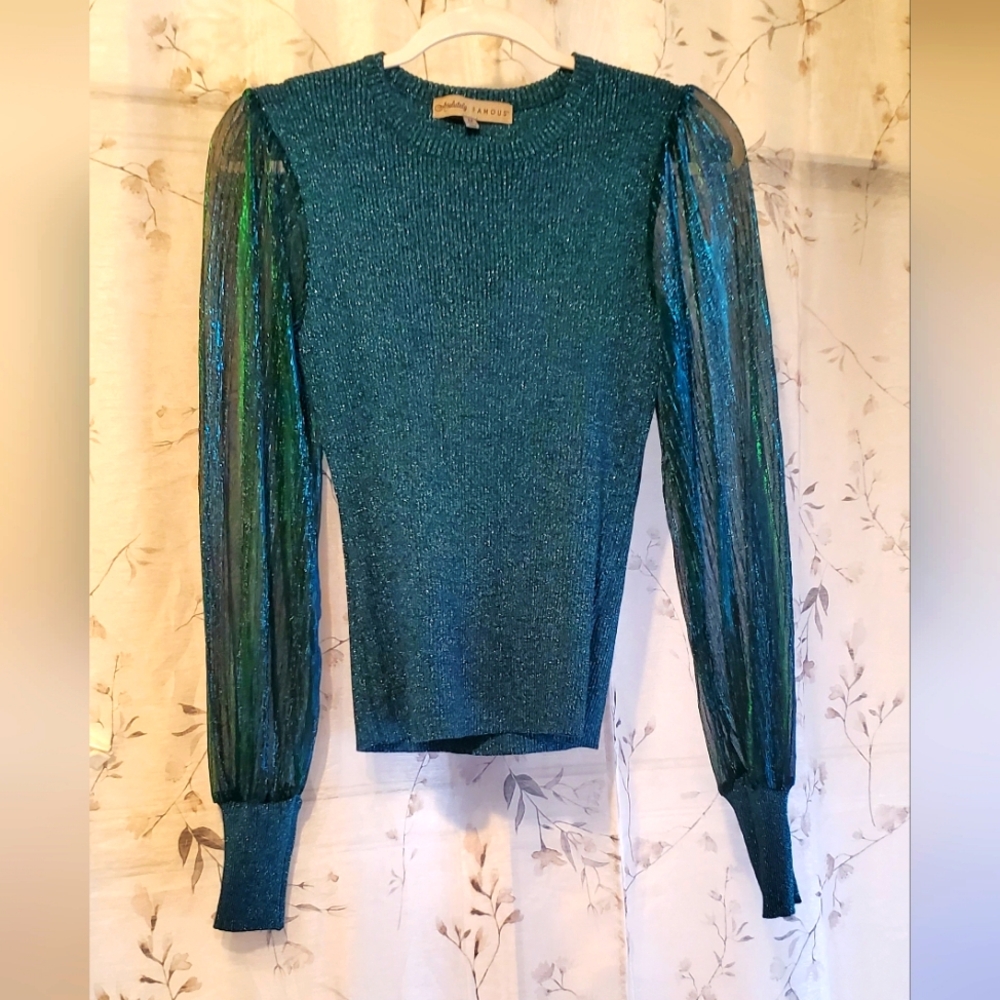 Shimmering Teal Long Sleeve Top